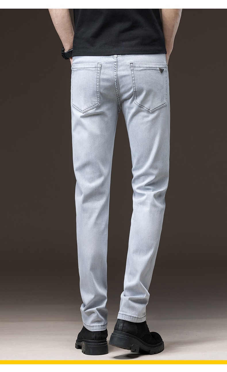 美洲野牛男士牛仔裤修身长裤休闲弹力小脚裤子男生长裤时尚百搭春季