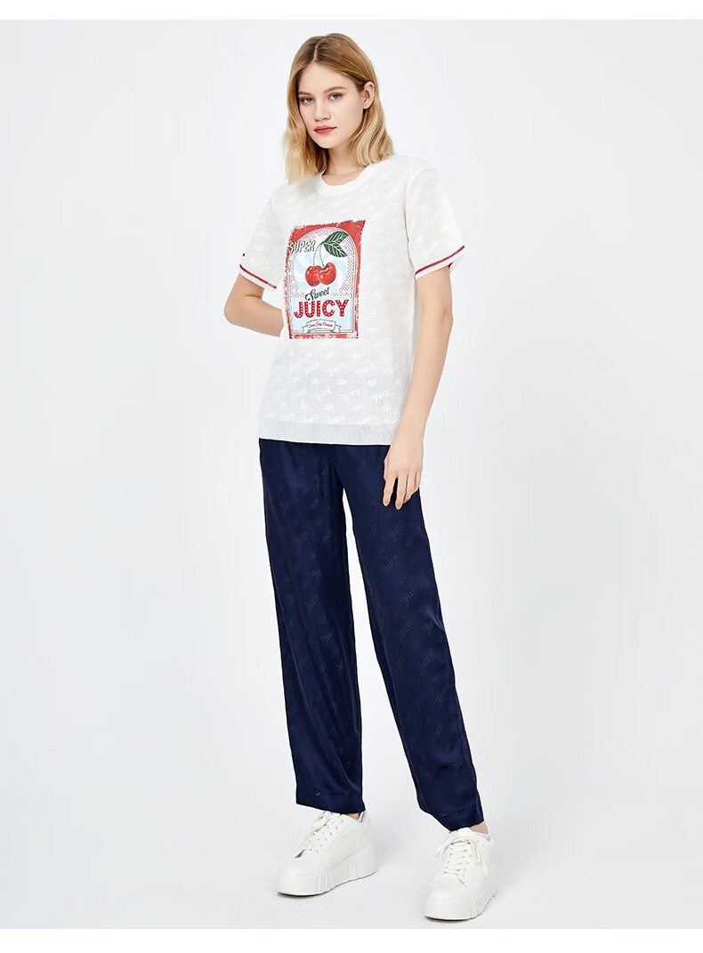 juicycouture橘滋奢侈品女装2022春季新款圆领短袖t恤女粉红s