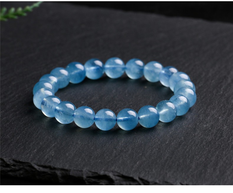 时尼梵 海蓝宝手链女冰糯种宝石简约单圈手串转运蓝色水晶情人节礼物