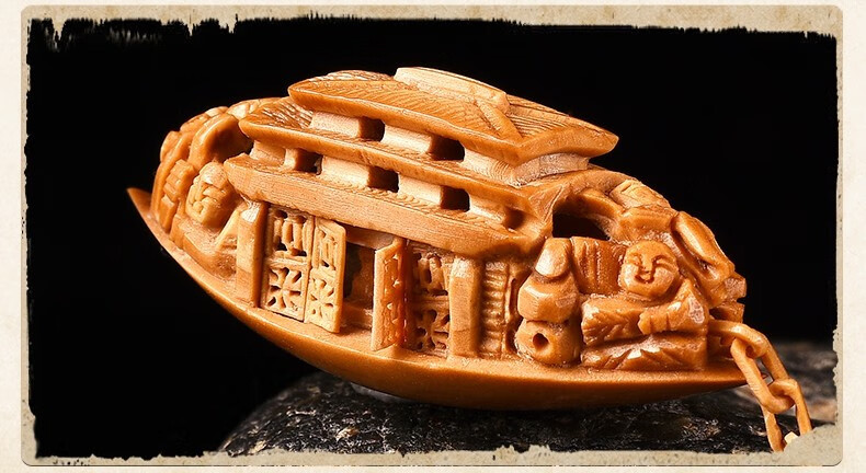 盘道橄榄核单籽核舟风雨同舟核舟记单核文玩橄榄胡男核雕大师心江手工