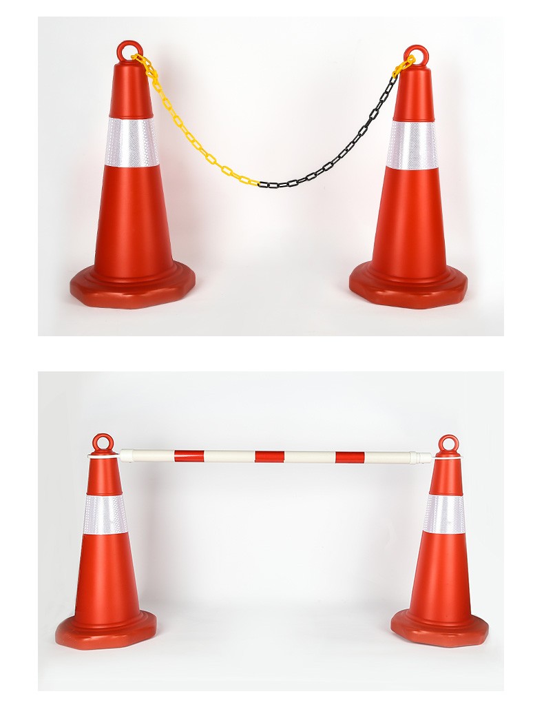 利沐70cm塑料路锥pe反光锥红白安全锥提环雪糕筒50cm安全路障警示锥