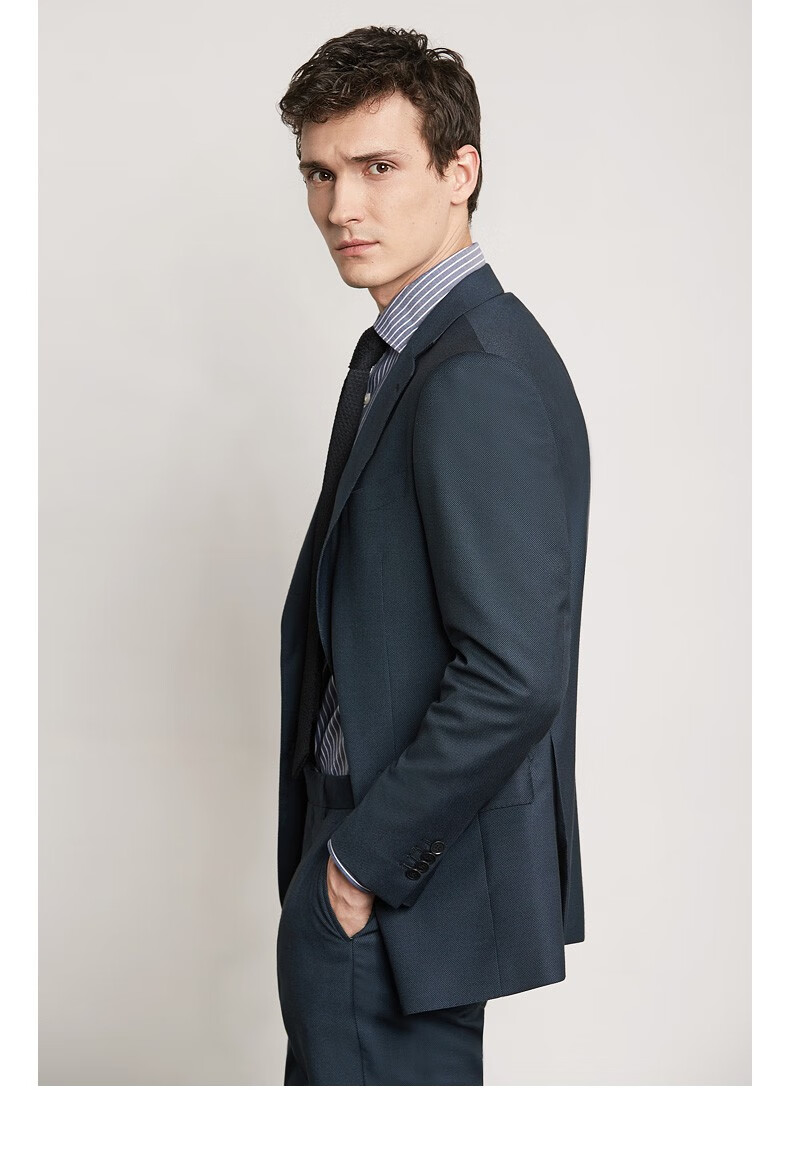 galanet西装套装意式修身西服套装平驳领商务职业正装结婚礼服外套男