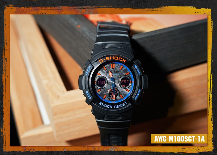 卡西欧男手表g-shock防震防水多功能潮流时尚运动腕表 awg-m100srb-4a