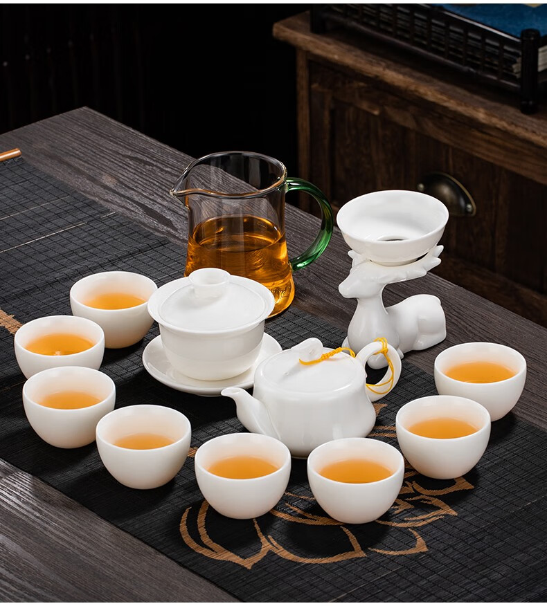 赵氏恒玺 羊脂玉茶具套装办公家用景德镇白瓷简约茶组中式功夫茶器