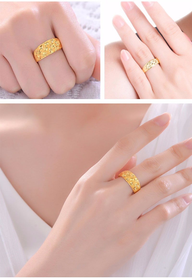 周玺金珠宝 满天星黄金戒指女款 999足金蛇肚满天星戒指磨砂车花满天