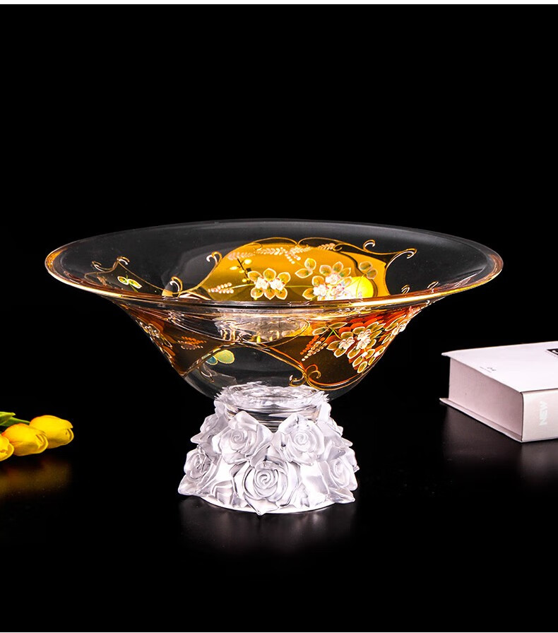 捷克进口bohemia水晶玻璃果盘手工果盘欧式轻奢摆件果盘家居装饰