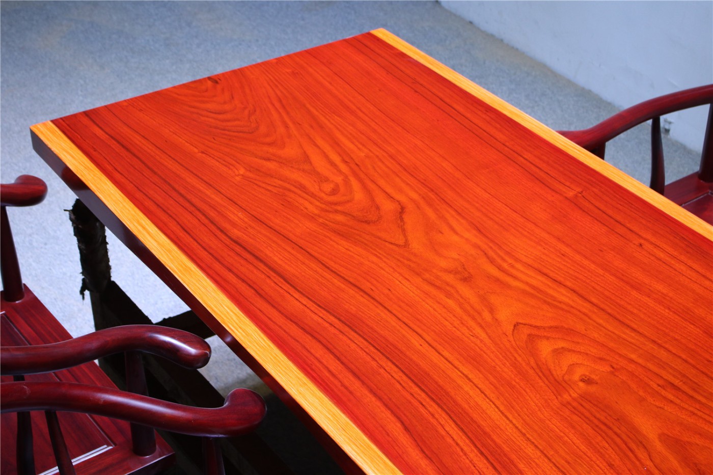 友嘉顺 红色实木大板办公会议桌 原木茶桌 餐桌 大板桌木班台整板木桌