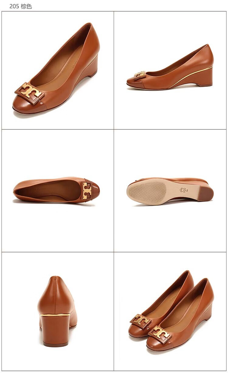 tory burch 托里·伯奇 tb女鞋 女士牛皮坡跟鞋高跟鞋 73766 004 黑色