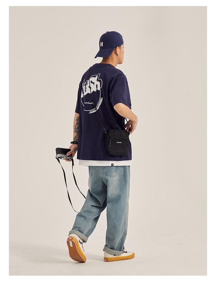 kabodi日系夏季简约后背印花短袖t恤男生潮牌宽松圆领百搭情侣体恤