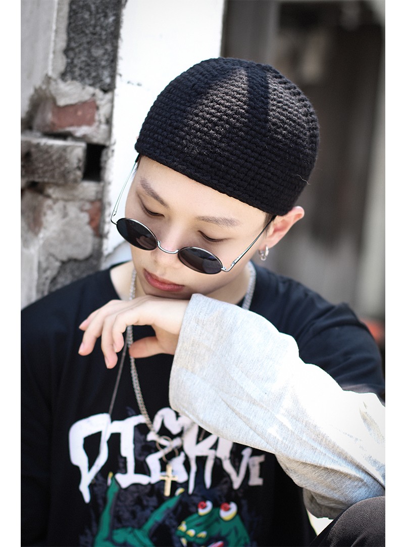 凌勋帽子男女秋冬瓜皮帽男士韩版手工针织粗毛线帽街头雅痞冬天包头帽