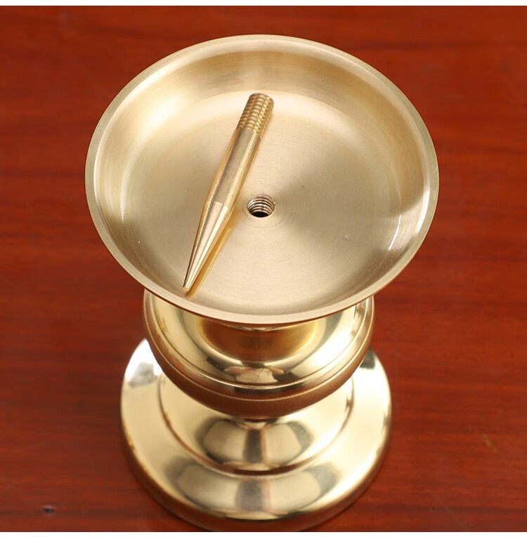 台湾蜡烛台纯铜酥油灯座供佛烛台中式蜡烛底座佛前插蜡供灯家用供具