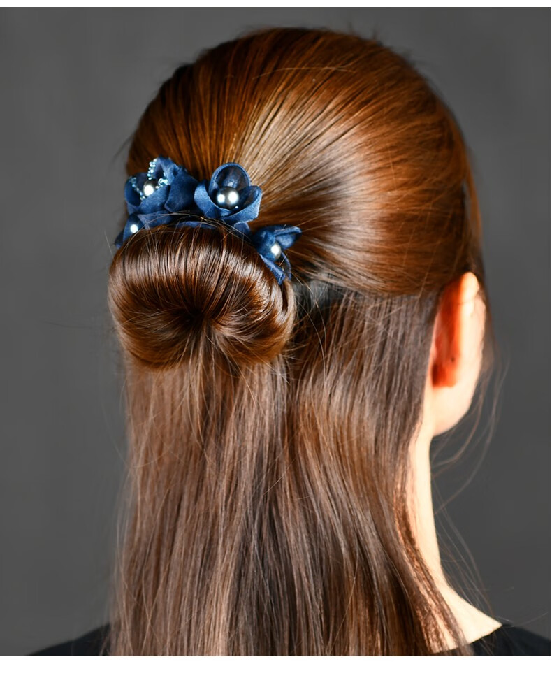 雅贵人短发蓬松丸子头盘发器女士简约优雅花苞头盘发棒懒人花朵扎发