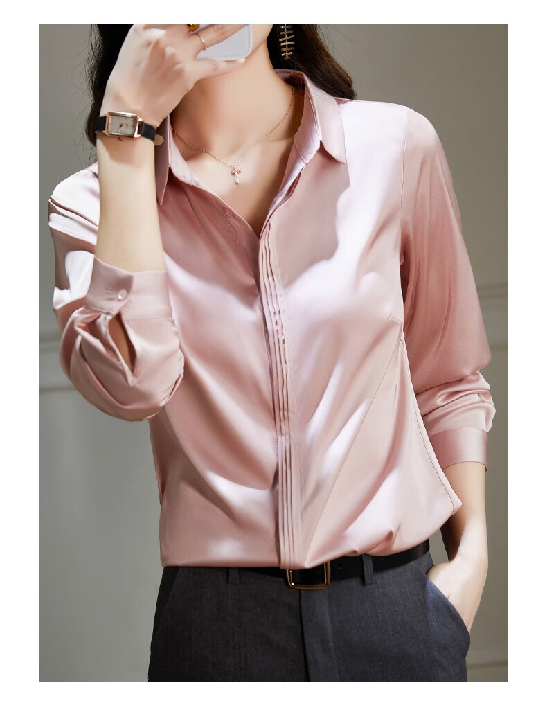 苏若兰丝质女士衬衣春夏新款女士缎面衬衫柔软光滑高级感透气凉爽职场