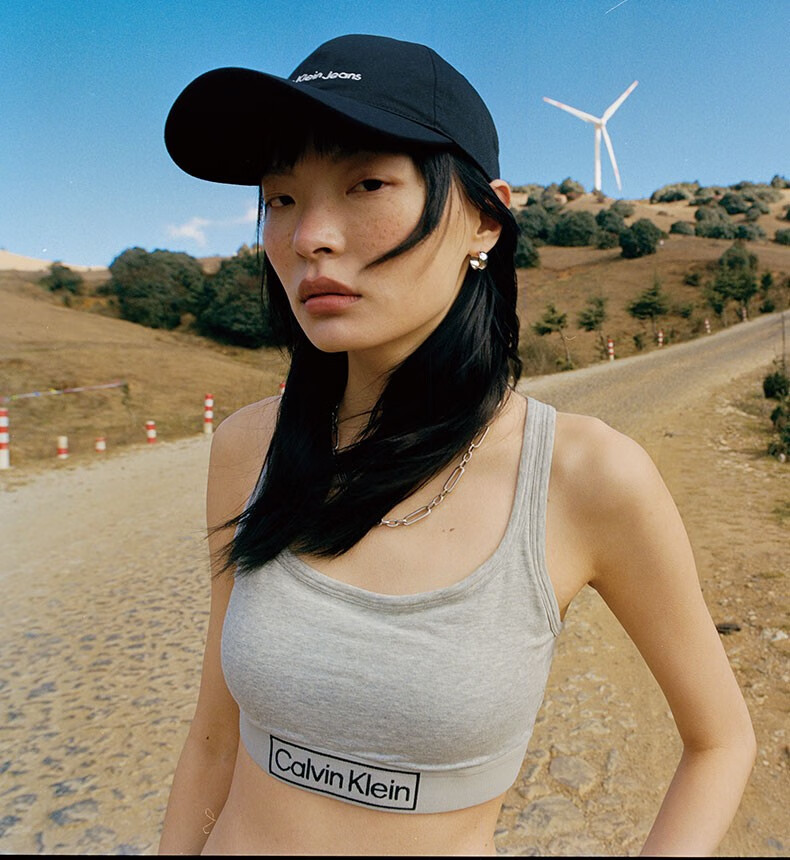 jennie同款复古引力带ck内衣22春logo提花背心式文胸qf6768adp7a灰色s