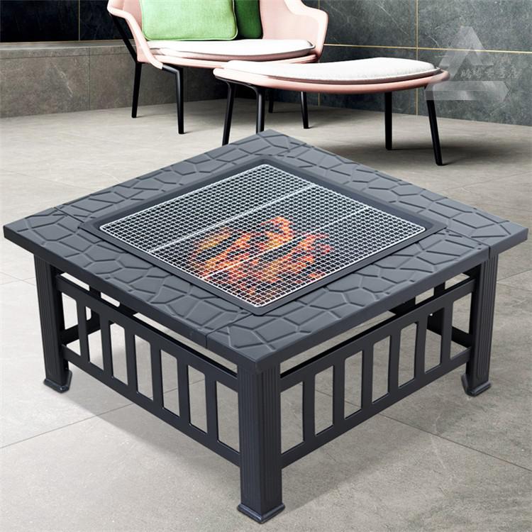 方形烧烤炉木炭家用烧烤桌子室内火盆碳烤炉炭火炉户外庭院烧烤架标配