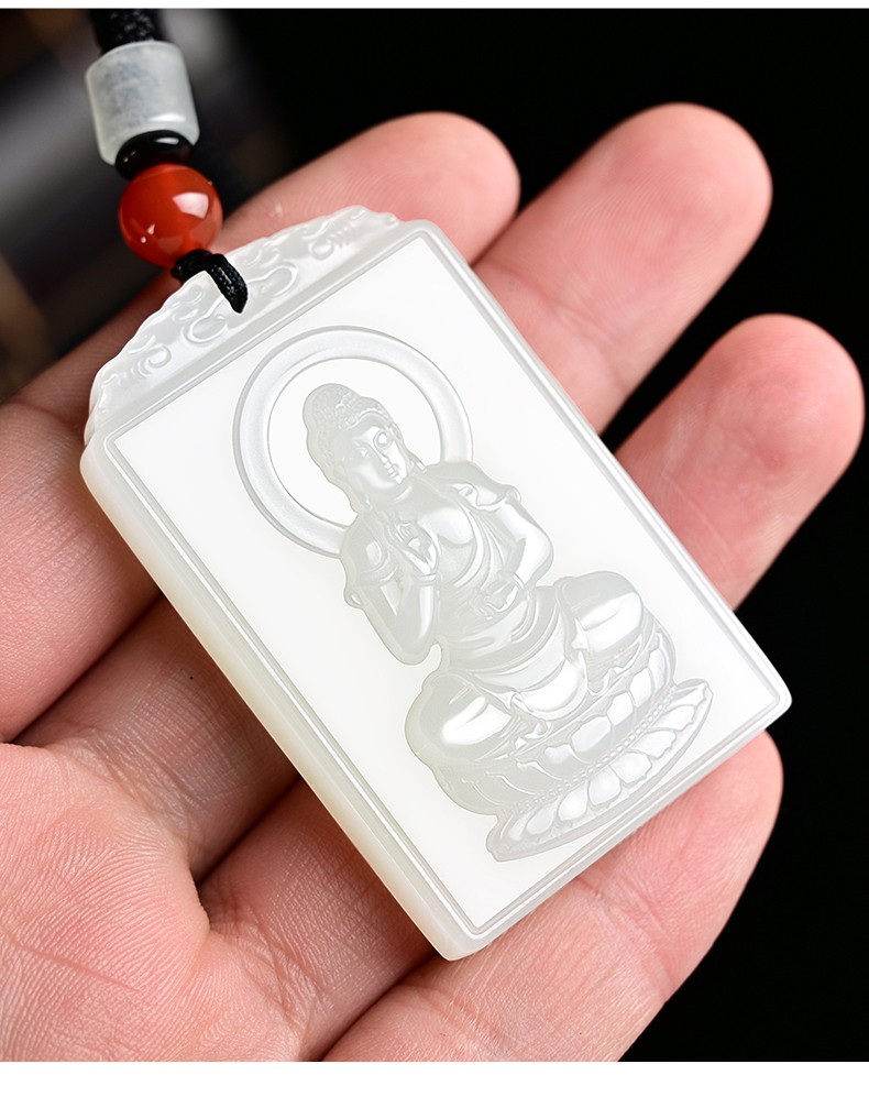 玉等我羊脂玉阿弥陀佛吊坠玉佩男和田玉玉坠玉石挂件