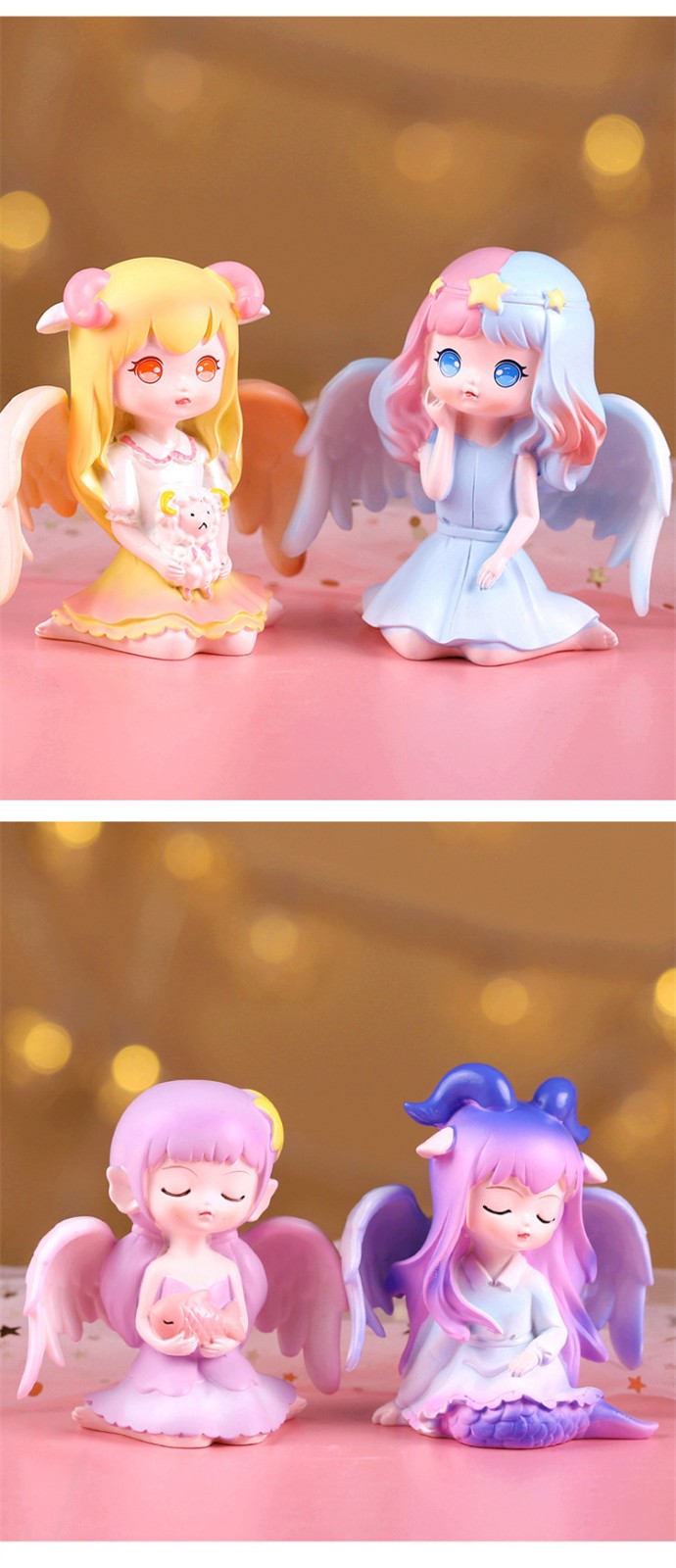 猪猪忍者 十二星座天使盲盒玩具公仔女孩隐藏款创意潮玩桌面摆件娃娃