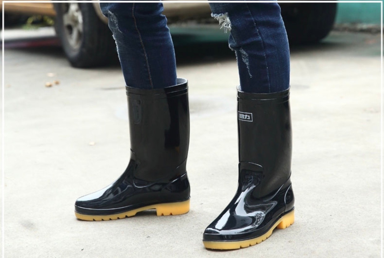 回力雨鞋男士水鞋雨靴男款防水耐磨高中筒塑胶套鞋工作胶鞋劳保鞋男