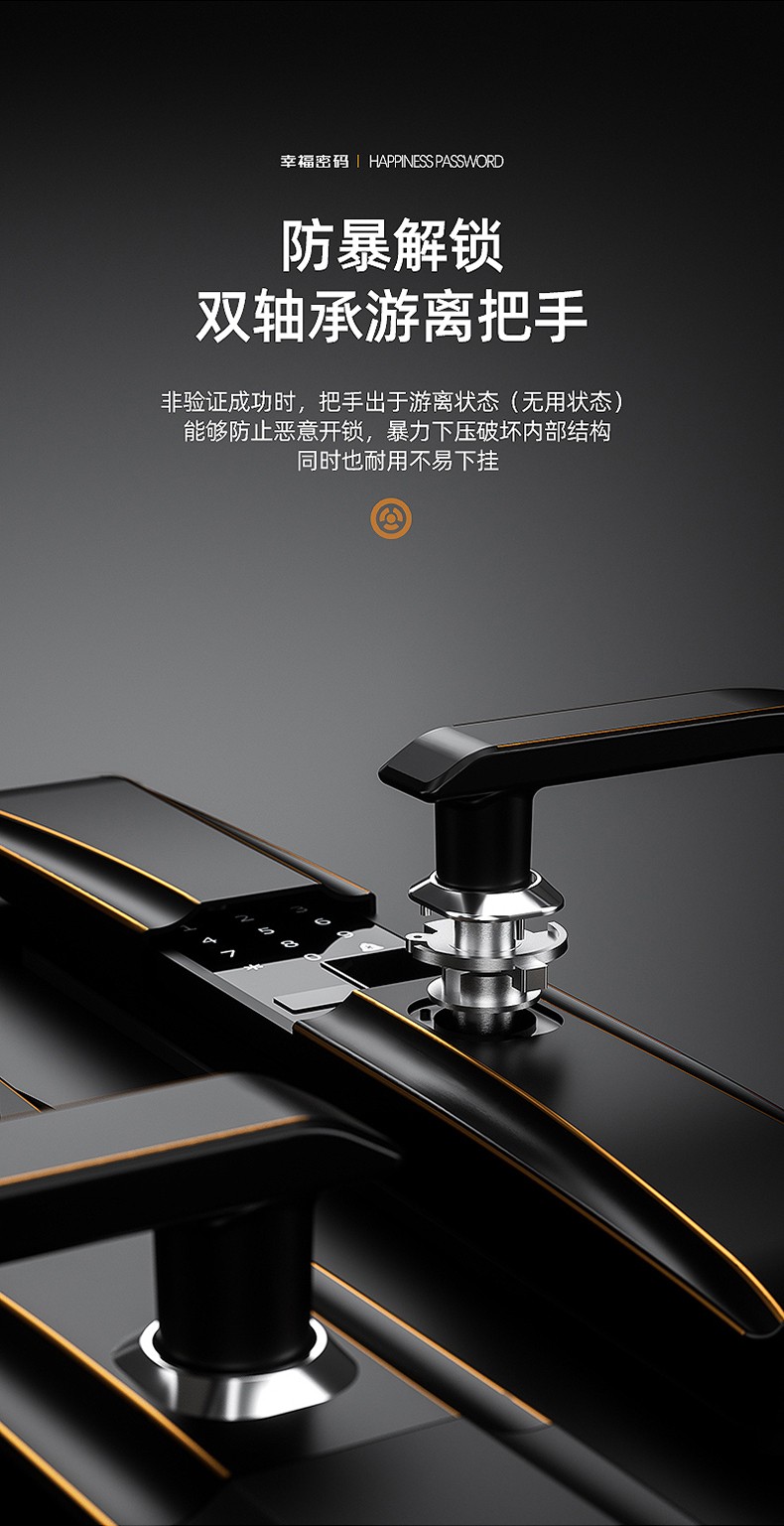 幸福密码指纹锁家用商用智能锁防盗门密码锁半自动全自动电子锁旗舰