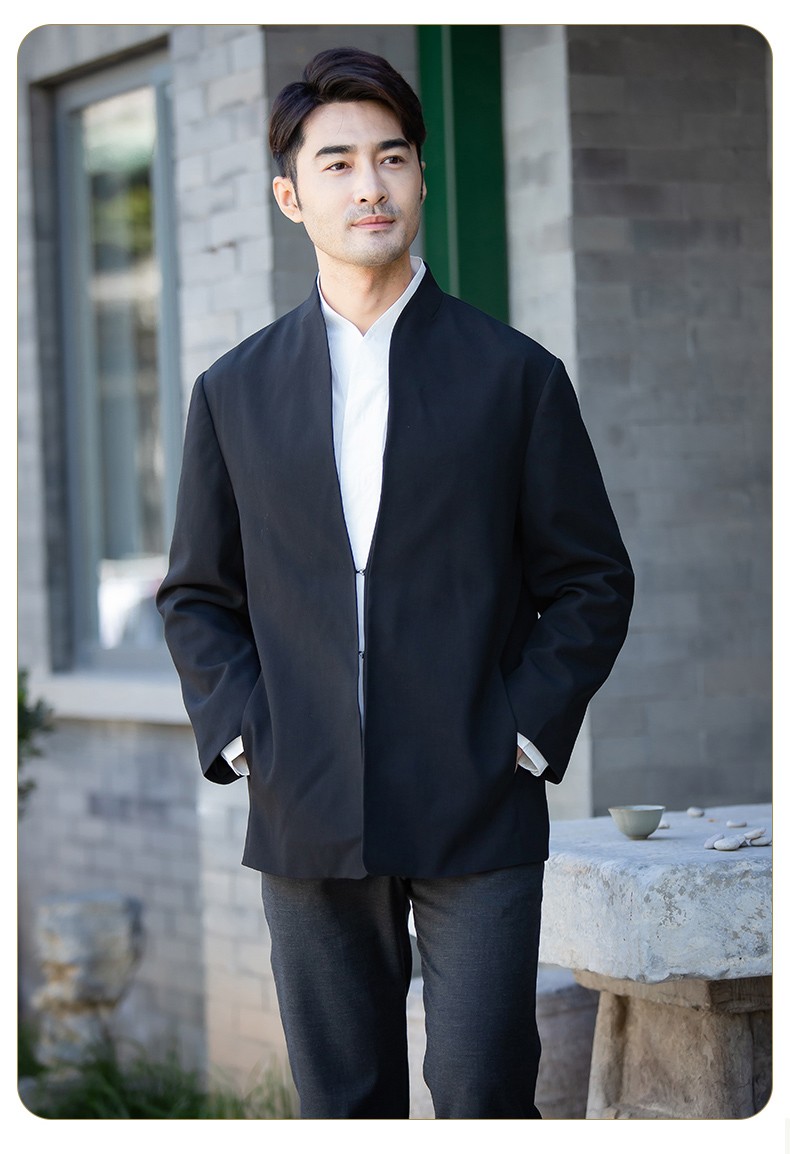 瑞蚨祥男装上衣外套时尚简约如意领夹克商务休闲茄克中老年宽松大码