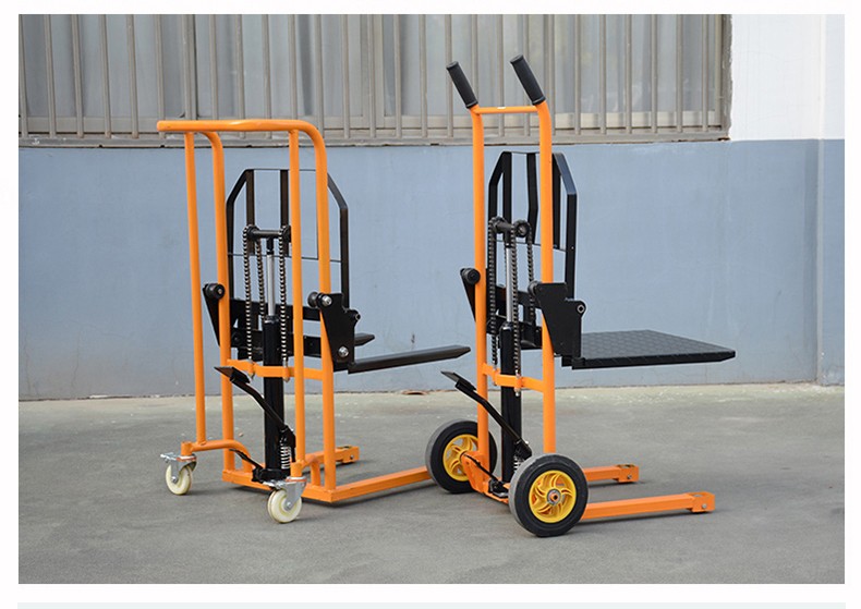 爵力手动搬运车行李堆高车升高车液压升降叉车轻便搬运叉车便携式小型