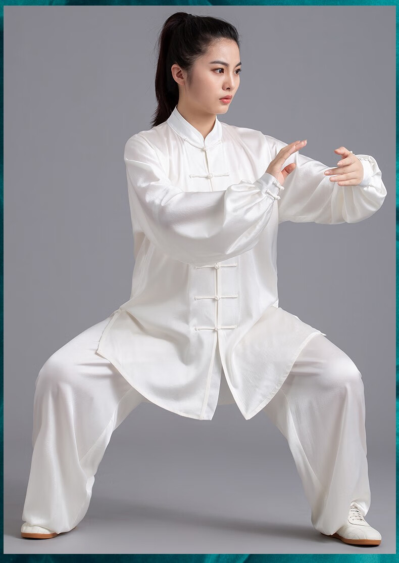 言一高档真丝绸太极服新款飘逸桑蚕丝太极拳练功比赛表演服装男女