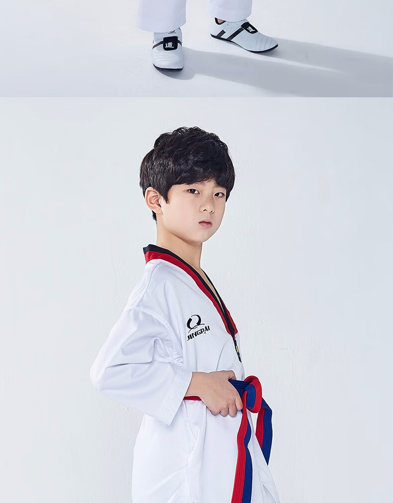 竞派跆拳道服儿童成人衣服纯棉短袖男女服装夏季抬拳道训练道服装定制