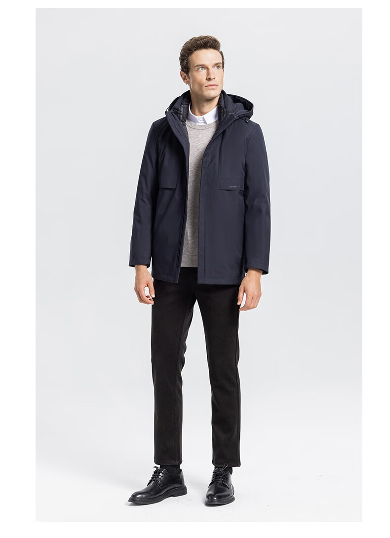 SHANSHANSHANSHAN Detachable Liner 3-in-1 Men's Goose Down Mid-Length Thickened Warm Dad Jacket 3