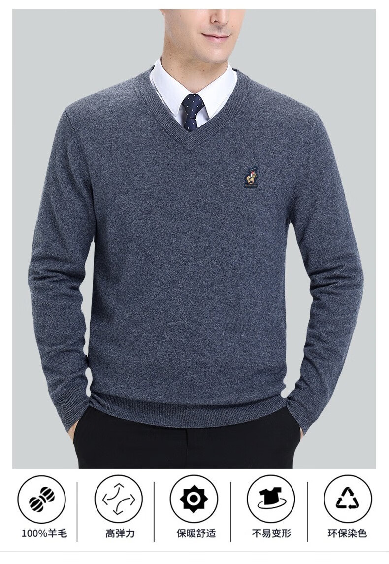 美国保罗polo官方店羊毛衫男士v领冬季新款长袖保暖毛衣男中年上衣深