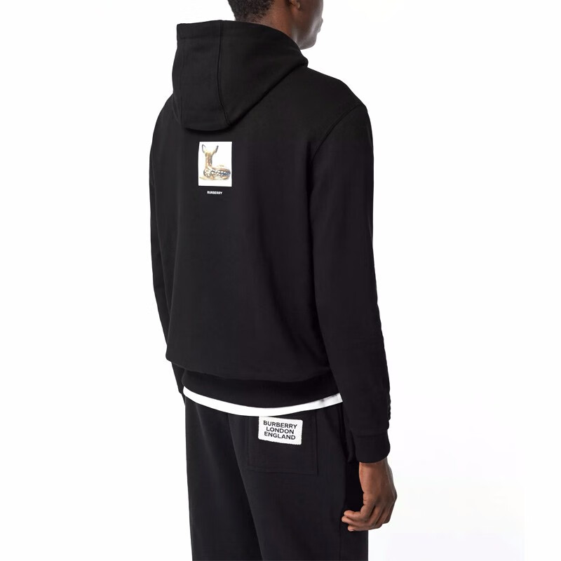 burberry男装 巴宝莉 经典小鹿印花男士连帽卫衣 8022374 黑色香港