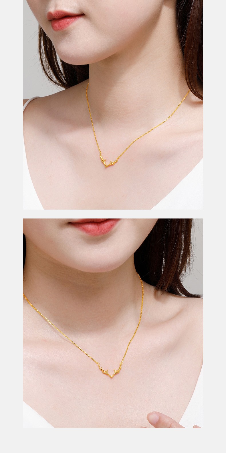 周福生 黄金项链女一鹿有你项链 足金999鹿头 麋鹿时尚吊坠送女友 计