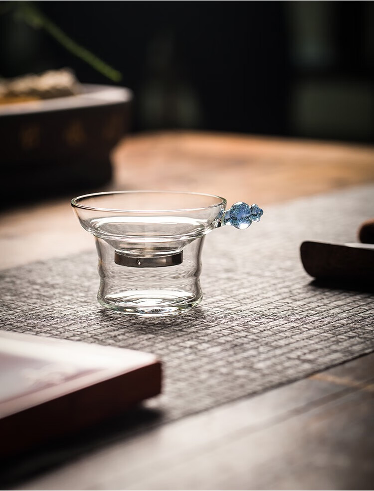 憬莀茶具耐热玻璃茶漏过滤网茶叶泡茶神器功夫茶具配件茶漏斗绿金款
