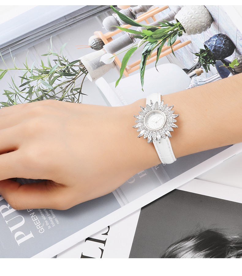 veecans向日葵手表太阳花白色