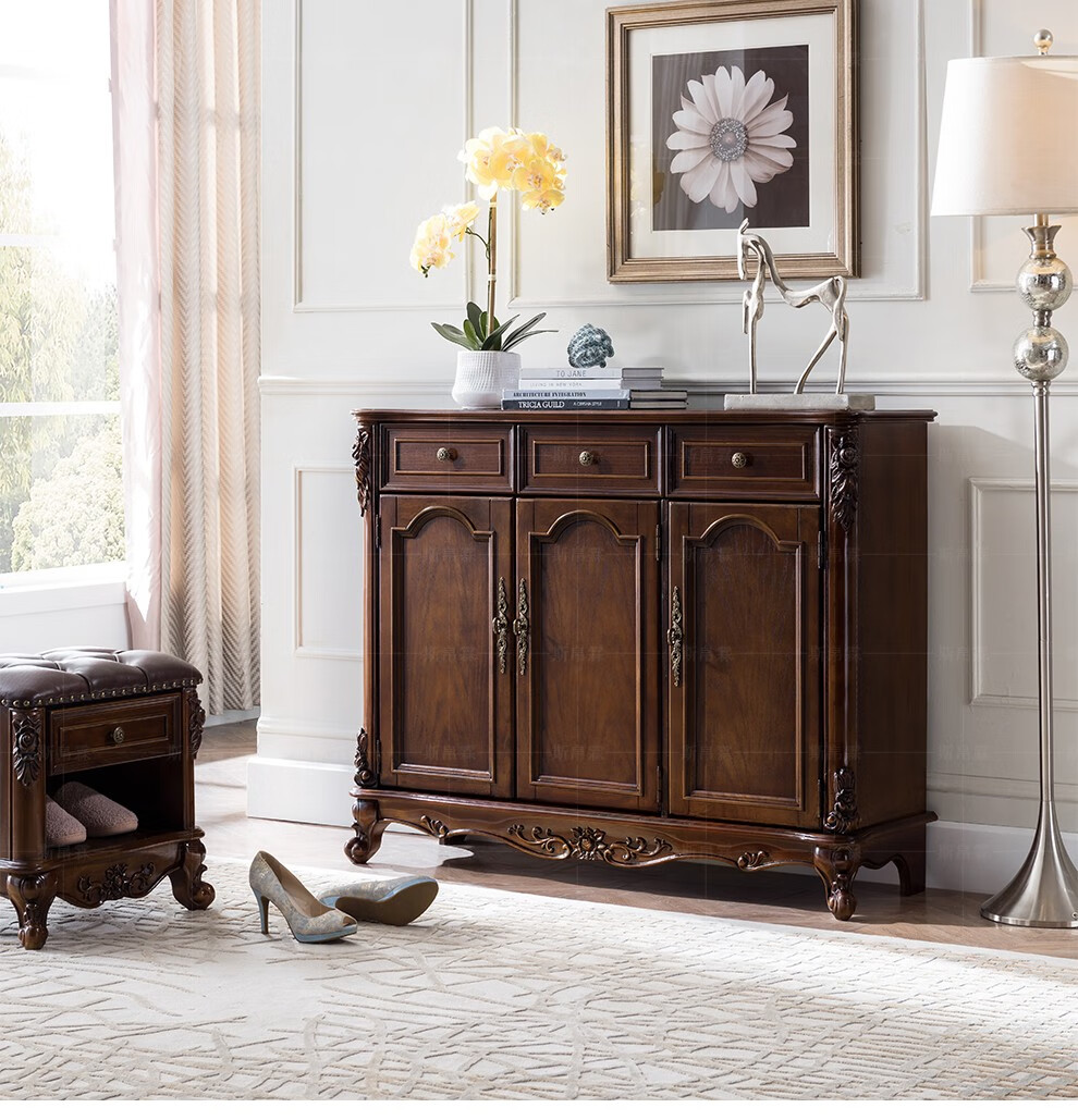 斯帛霖实木鞋柜入户玄关鞋柜进门衣帽柜美式间厅柜客厅多层收纳鞋橱