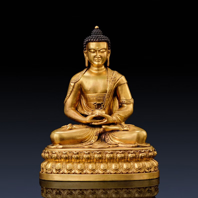 密宗三宝佛摆件5寸藏传佛教用品家用供奉 鎏金-密宗阿弥陀佛(高约16