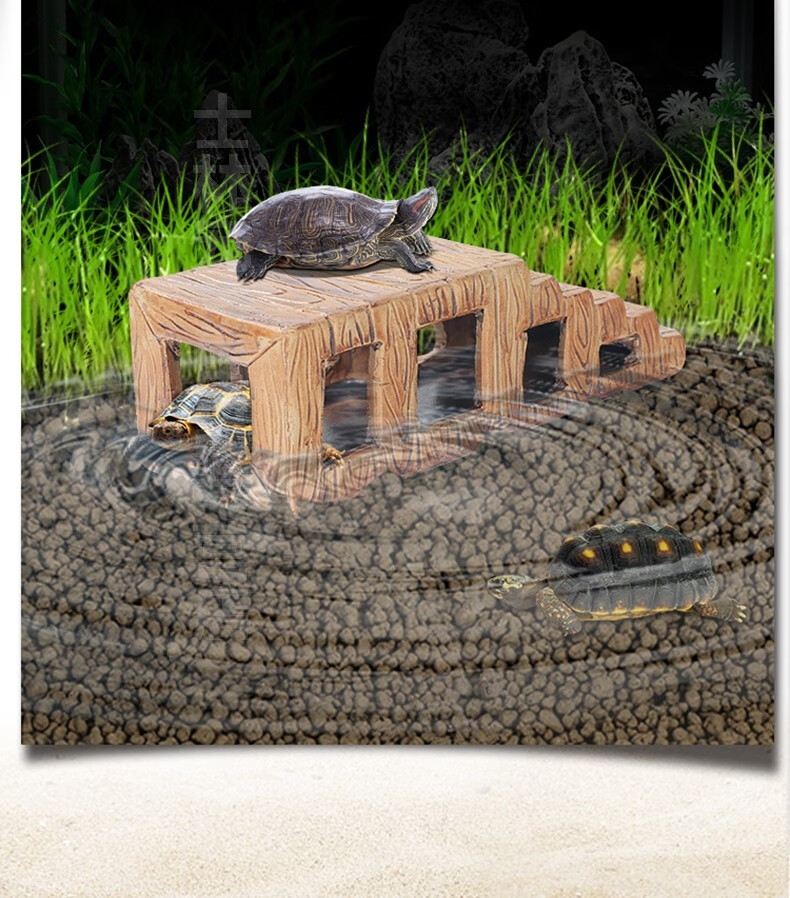 小乌龟躲避屋乌龟缸造景装饰楼梯岩石爬坡浮岛鱼缸造景树脂龟台121a