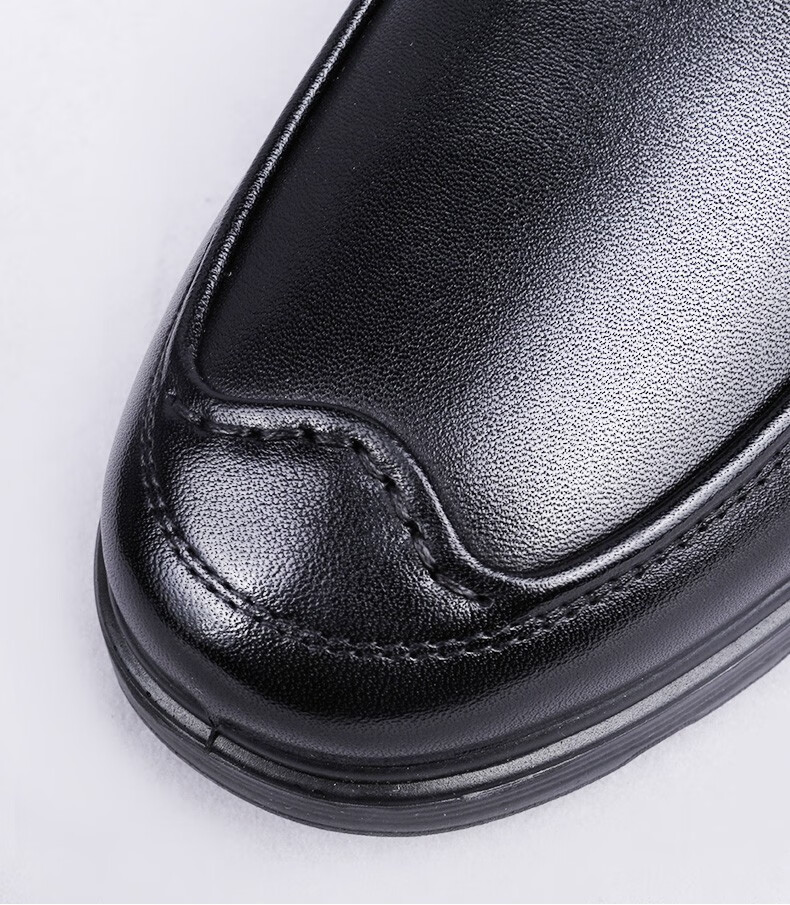 双凤2021冬季新款商务正装便捷套脚车缝线舒适加绒皮鞋男71m1002黑色