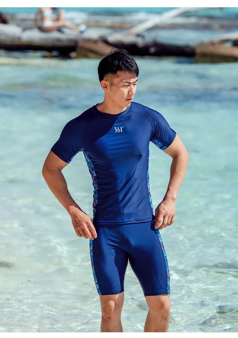 361度潜水服男士游泳上衣水母衣浮潜服短袖防晒速干冲浪装备藏青xxl