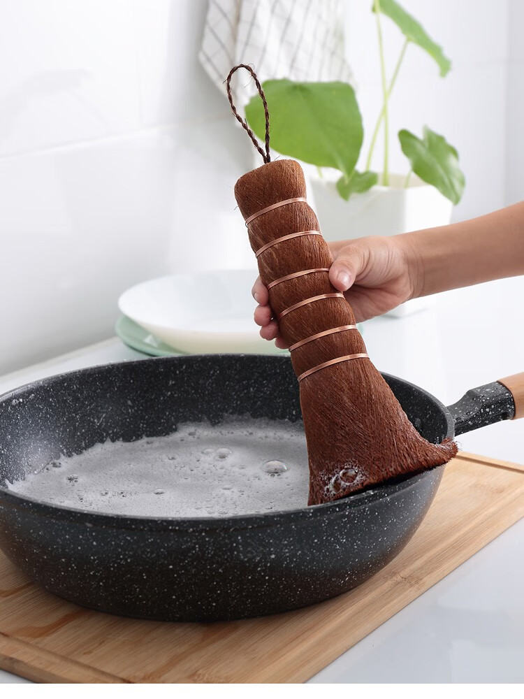 天然棕榈刷锅神器洗锅刷锅刷子长柄厨房新式清洁不粘锅软毛刷jd 2个