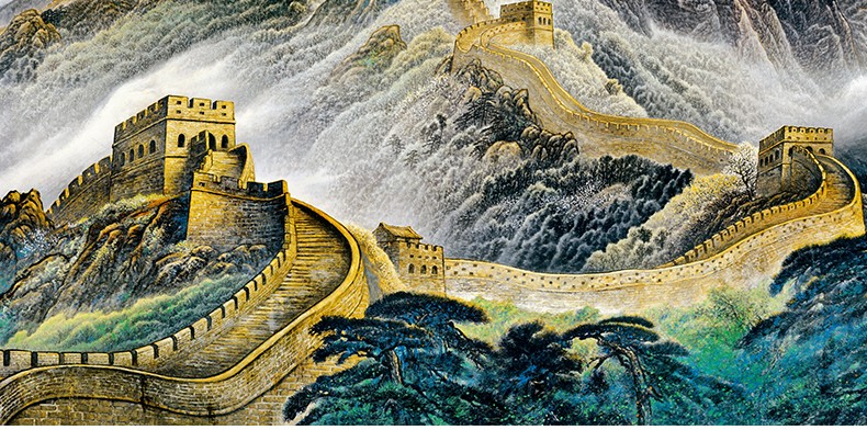 春半万里长城墙画山水画靠山图新中式客厅装饰画国画办公室挂画风景