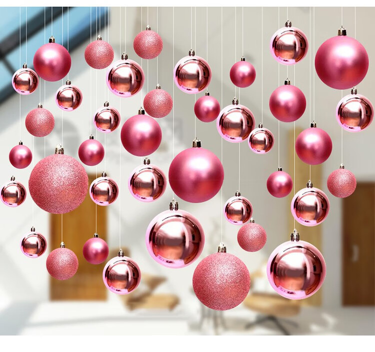映融新年彩球挂饰元旦店铺装饰吊球节庆挂件珠宝店悬挂亮光球创意屋顶