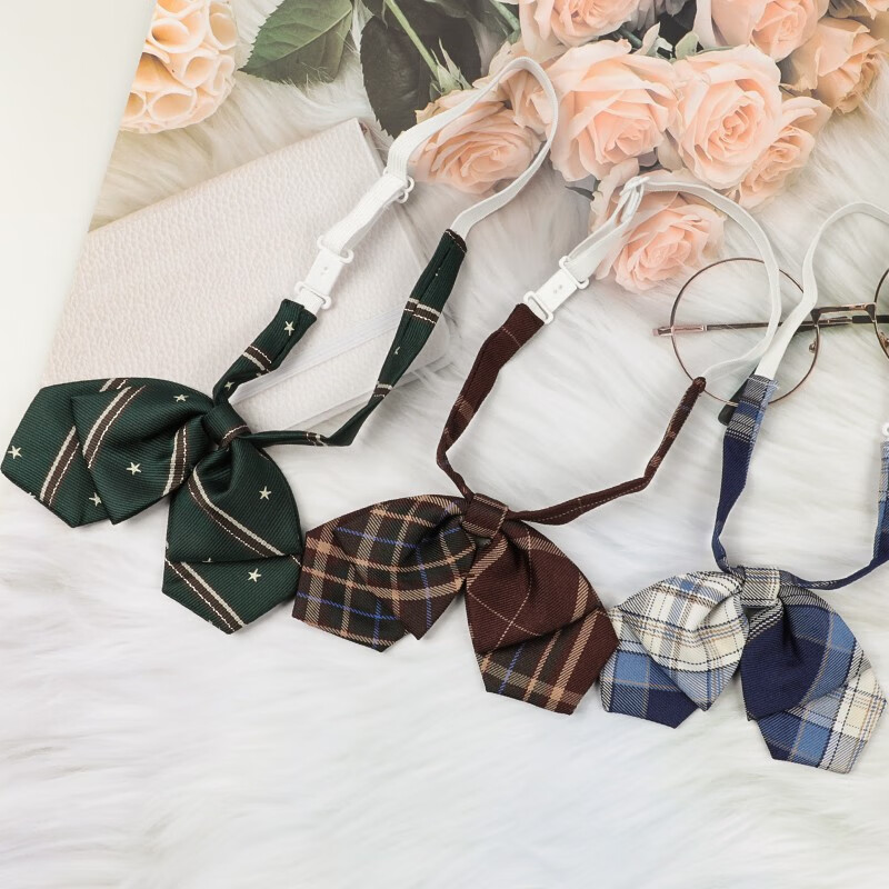 jk领结日系韩版女领花双层学院风飘带免打蝴蝶结毕业照领带水手服 紫