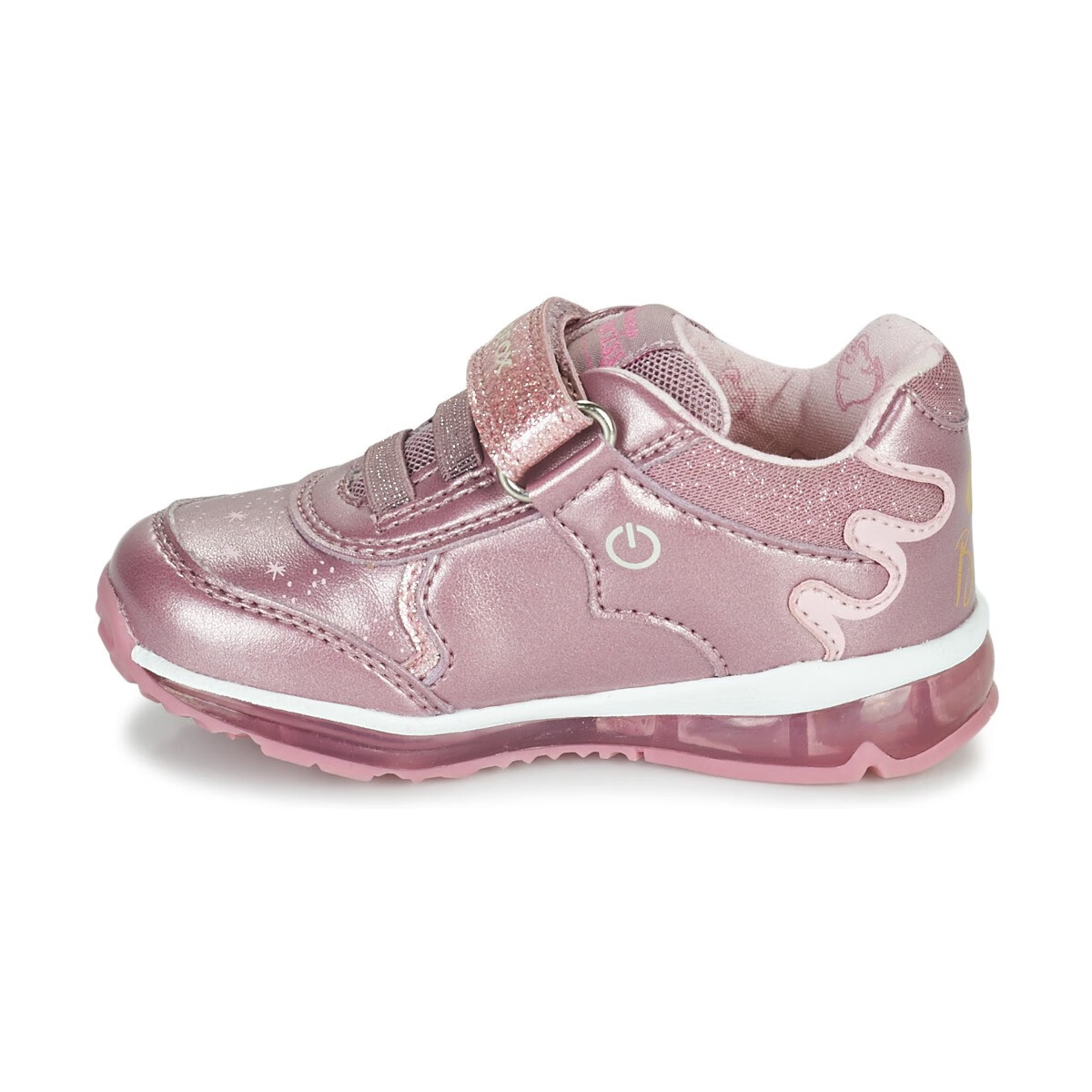 geox健乐士童鞋女孩时尚魔术贴板鞋舒适减震耐磨透气卡通图案玫瑰色