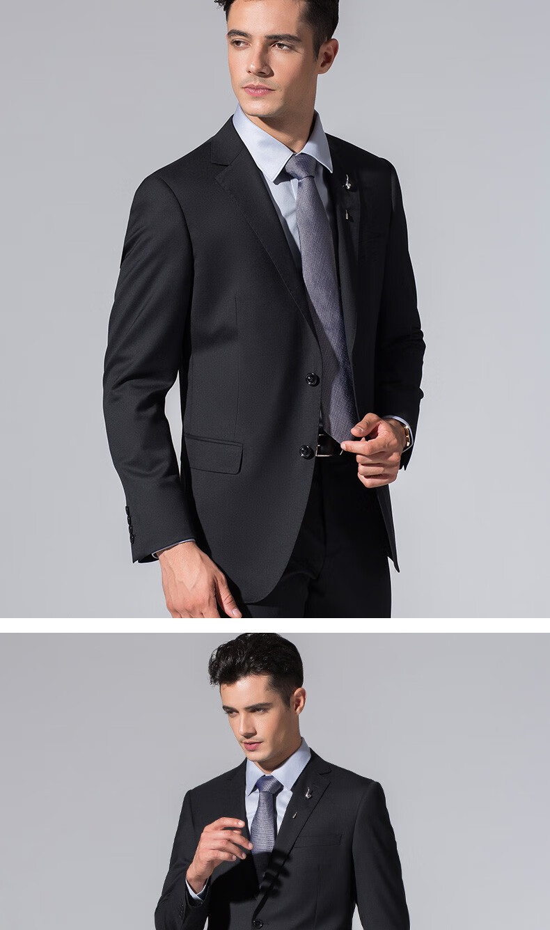 罗蒙romon羊毛西服套装男商务正装上班职业休闲男西装套装男士结婚