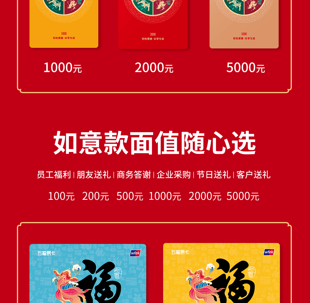 2022春节年货购物卡提货券五福易卡商城官方礼品卡券团购实体卡消费