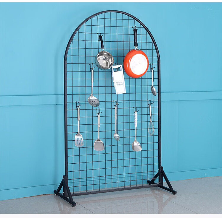 落地铁艺网架立式展示架作品网格货架置物架饰品展会铁网片 白色 加厚