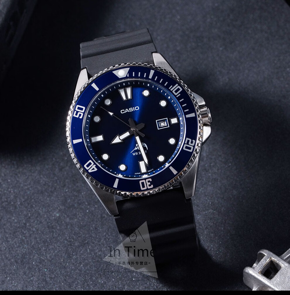 卡西欧casio比尔盖茨同款剑鱼系列黑色水鬼潜水夜光指针男士腕表mdv