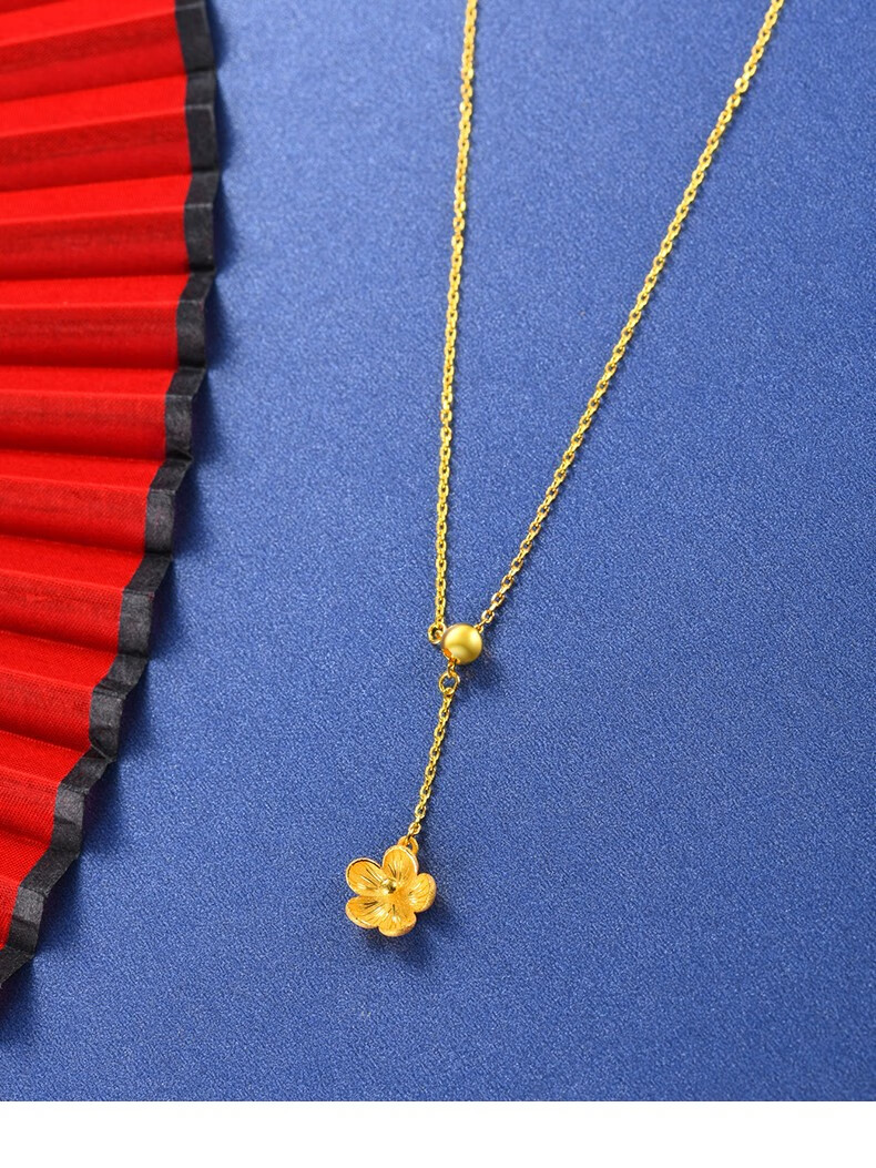 荟萃楼珠宝黄金项链足金999花瓣套链女款结婚链子时尚锁骨链送礼约51g