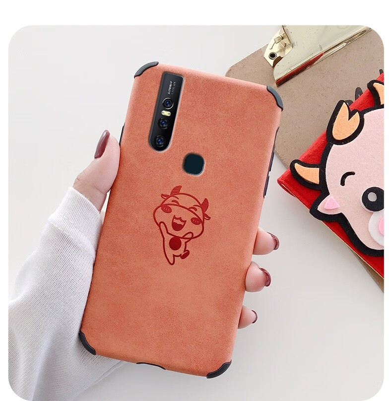 茨诺vivo s1手机壳vivos1pro全包四角防摔保护套男绒毛卡通眨眼牛简约
