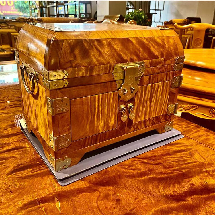 金丝楠木首饰盒收纳盒小叶桢楠满水波官皮箱阴沉木全实木百宝箱仿古